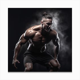 Muscular Man Lifting Weights Canvas Print