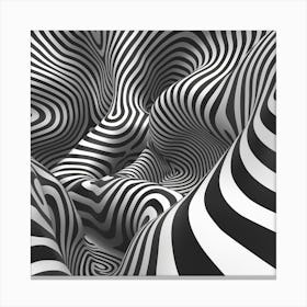 Abstract Black And White Striped Pattern 1 Canvas Print