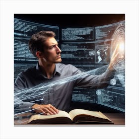 Man Looking At A Computer Screen Canvas Print