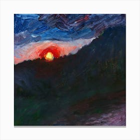 Sunset Above The Forest Lake - nature landscape painting square Anton Maliar Canvas Print