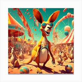 Digital Funny Kangaroo Canvas Print