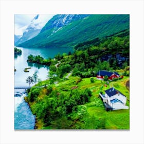Rivers and mountains of Norway Canvas Print