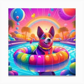 Dog In The Pool 1 Canvas Print