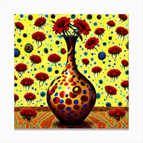 Red And Yellow Vased Flowers 3 Canvas Print