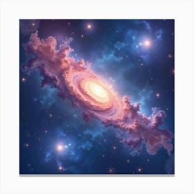 Watercolor Galaxies With Swirling Cosmic Hues 1 Canvas Print