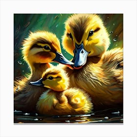 Duck Family Painting Canvas Print