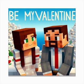 Be My Valentine - couple lovers, roblox style Canvas Print