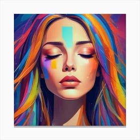 1000015159 Portrait of colorful a woman's face abstract painting style art print Canvas Print