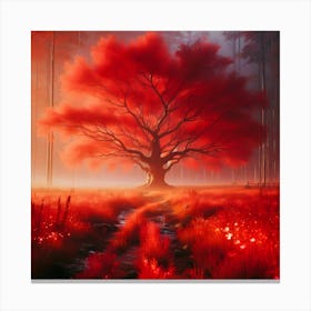 Red Tree In The Forest 2 Canvas Print