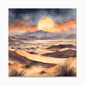 Desert Landscape Watercolor Painting Canvas Print