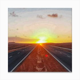 Sunset On The Highway Canvas Print