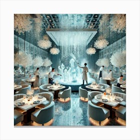 A Luxurious Restaurant Interior Where Skilled Cryo Canvas Print