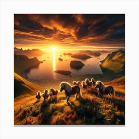 Ponies On A Hilltop Canvas Print