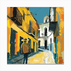 Man Walking Down A Street 1 Canvas Print