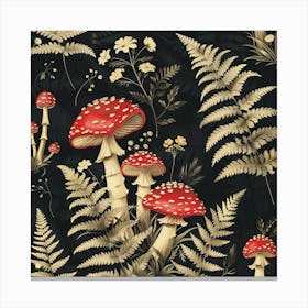 Mushrooms And Ferns 1 Canvas Print