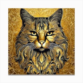 Gold Cat Head Canvas Print