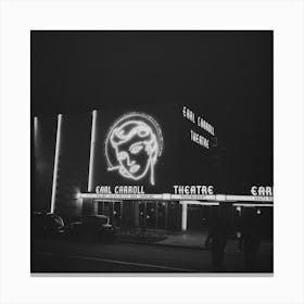 Hollywood, California, Neon Signs At The Famous Earl Carroll Theater By Russell Lee Canvas Print