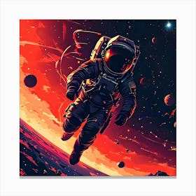 Exploring the Cosmos: Astronaut Adrift Among Planets and Stars Canvas Print