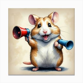 Hamster With Megaphone 7 Canvas Print