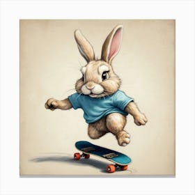 Bunny Skateboarding 4 Canvas Print