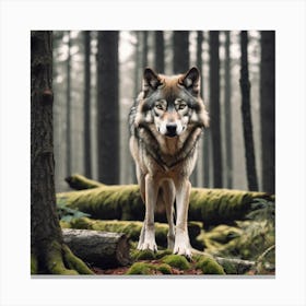 Wolf In The Forest 46 Canvas Print