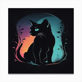 Cat In The Moonlight Canvas Print