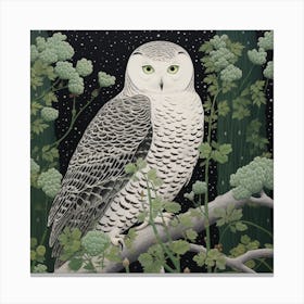 Ohara Koson Inspired Bird Painting Owl 2 Square Canvas Print