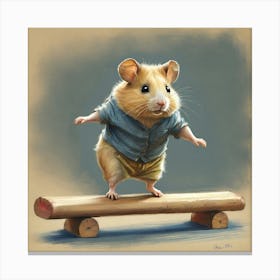 Hamster On A Log Canvas Print