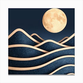 Moon And Waves 56 Canvas Print