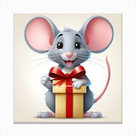Mouse With Gift Canvas Print