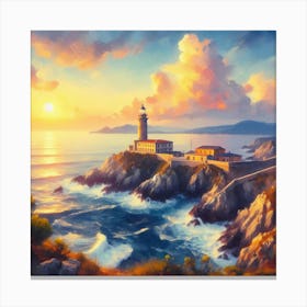 Lighthouse At Sunset 2 Canvas Print