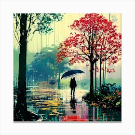 Rainy Day In The Park 2 Canvas Print