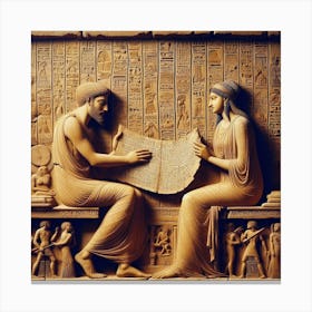 Reading a papyrus scroll 1 Canvas Print