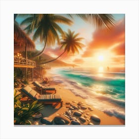 Sunset On The Beach 6 Canvas Print