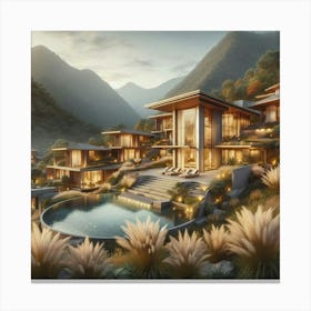 Luxury Villa In The Mountains Canvas Print