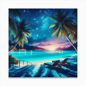 Tropical paradise night 1 Canvas Print