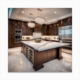 Kitchen With Marble Counter Tops Canvas Print
