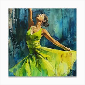 Beautiful Dancer In A Lime Green Dress Canvas Print