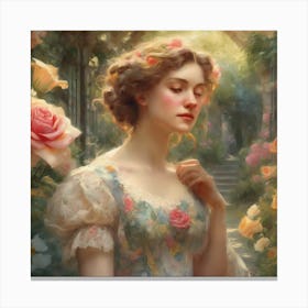 Garden Serenity Émile Vernon S Watercolor Portrait Of Blooming Roses And Lilies (7) Canvas Print