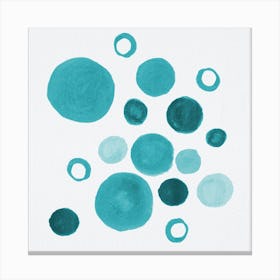 Turquoise Floral Circles Large Small Canvas Print