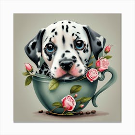 Dalmatian Puppy In A Cup Canvas Print