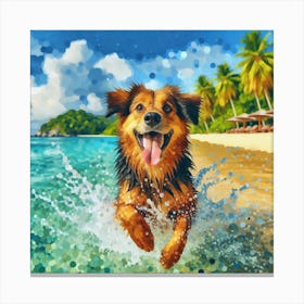 Dog On The Beach Canvas Print