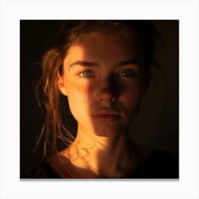 Portrait of a young woman through the light Canvas Print