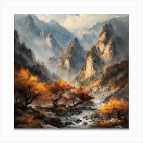 Chinese Mountains Landscape Painting (67) Canvas Print