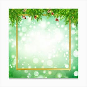 Christmas Frame On Green Background 2 Canvas Print