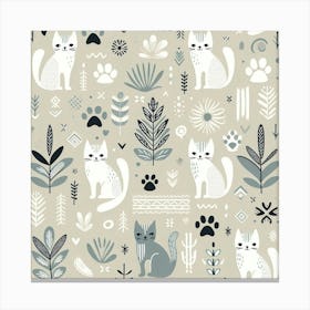 Scandinavian style,Pattern with cats 3 Canvas Print