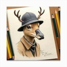 Deer In A Hat Canvas Print