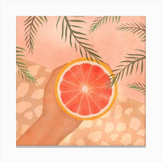 Grapefruit Square Canvas Print