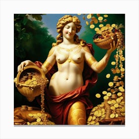 Venus Holding Coins Canvas Print