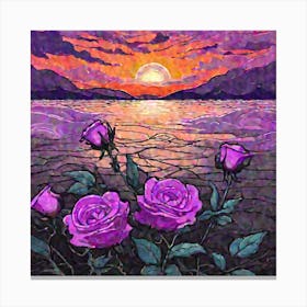 Purple Roses At Sunset Canvas Print